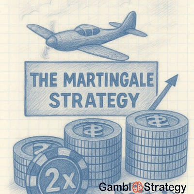 Airplane from the Aviator game and double bets using the Martingale strategy
